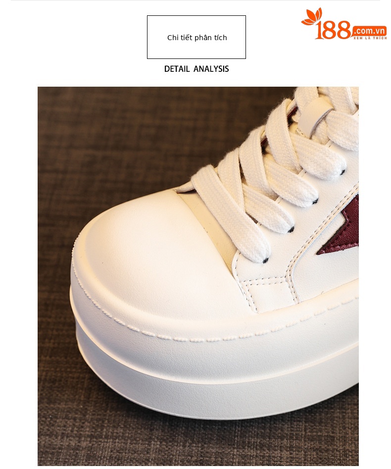 Giày sneaker nữ chunky đế dày tăng chiều cao, form thể thao mùa xuân — Màu đỏ be chi tiết 7