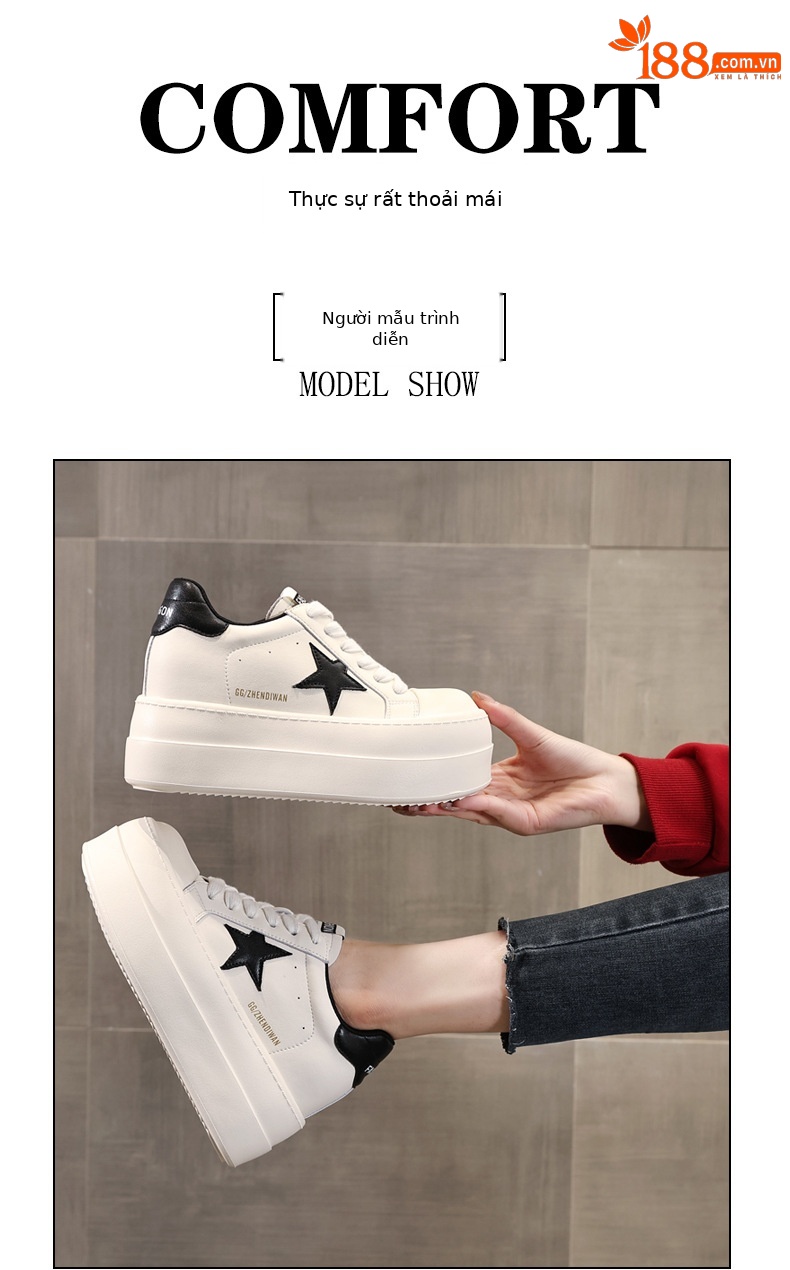 Giày sneaker nữ chunky đế dày tăng chiều cao, form thể thao mùa xuân — Màu đỏ be chi tiết 11