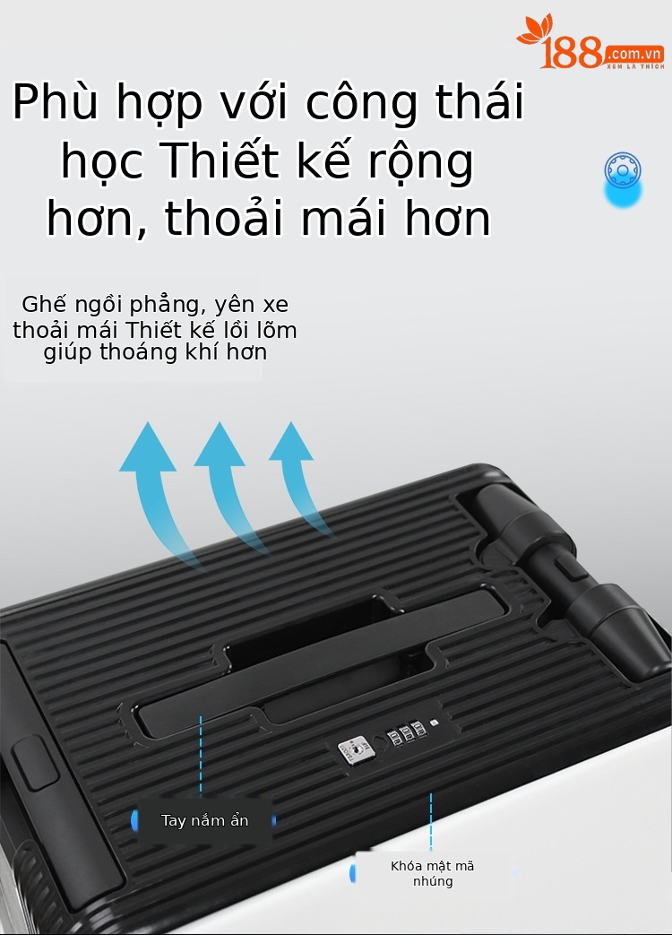Vali điện thông minh có thể ngồi lái 20 inch dung tích lớn mới lên máy bay — màu đen với màu xám, đen với đen, đen với trắng chi tiết 7