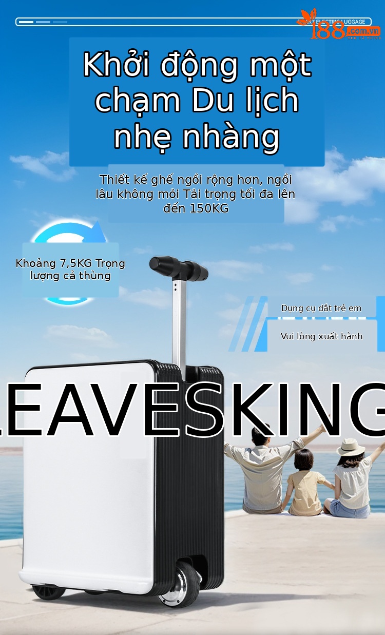 Vali điện thông minh có thể ngồi lái 20 inch dung tích lớn mới lên máy bay — màu đen với màu xám, đen với đen, đen với trắng chi tiết 3