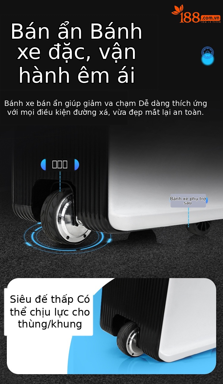 Vali điện thông minh có thể ngồi lái 20 inch dung tích lớn mới lên máy bay — màu đen với màu xám, đen với đen, đen với trắng chi tiết 5