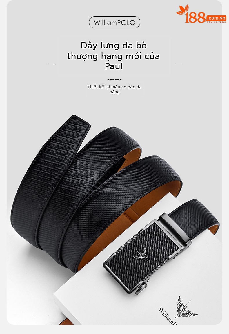 Thắt lưng da nam cao cấp khóa tự động Emperor Paul 2024 — 120cm, 130cm, 110cm, 125cm chi tiết 4