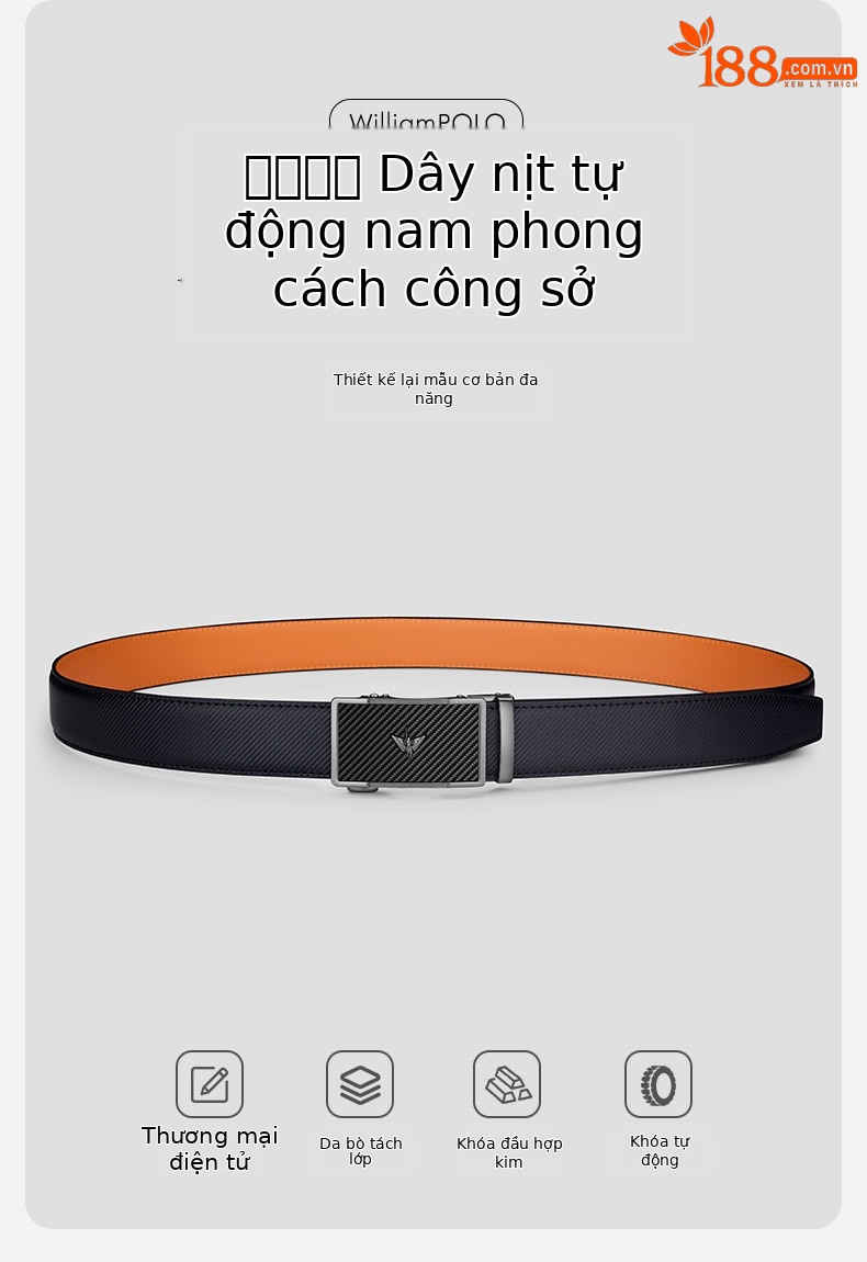 Thắt lưng da nam cao cấp khóa tự động Emperor Paul 2024 — 120cm, 130cm, 110cm, 125cm chi tiết 3