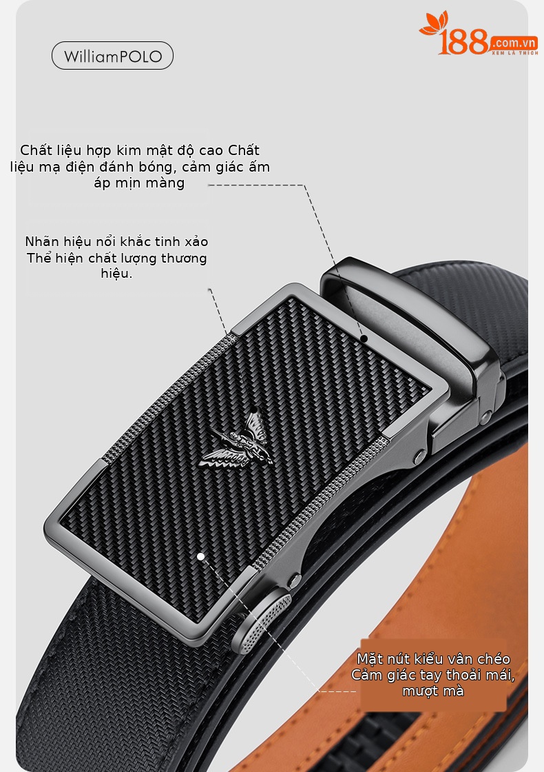 Thắt lưng da nam cao cấp khóa tự động Emperor Paul 2024 — 120cm, 130cm, 110cm, 125cm chi tiết 6