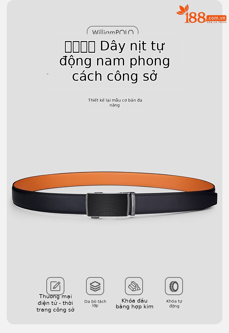 Thắt lưng da nam Emperor Paul cao cấp 2024 – phong cách công sở sang trọng — 120cm, 130cm, 110cm, 125cm chi tiết 3