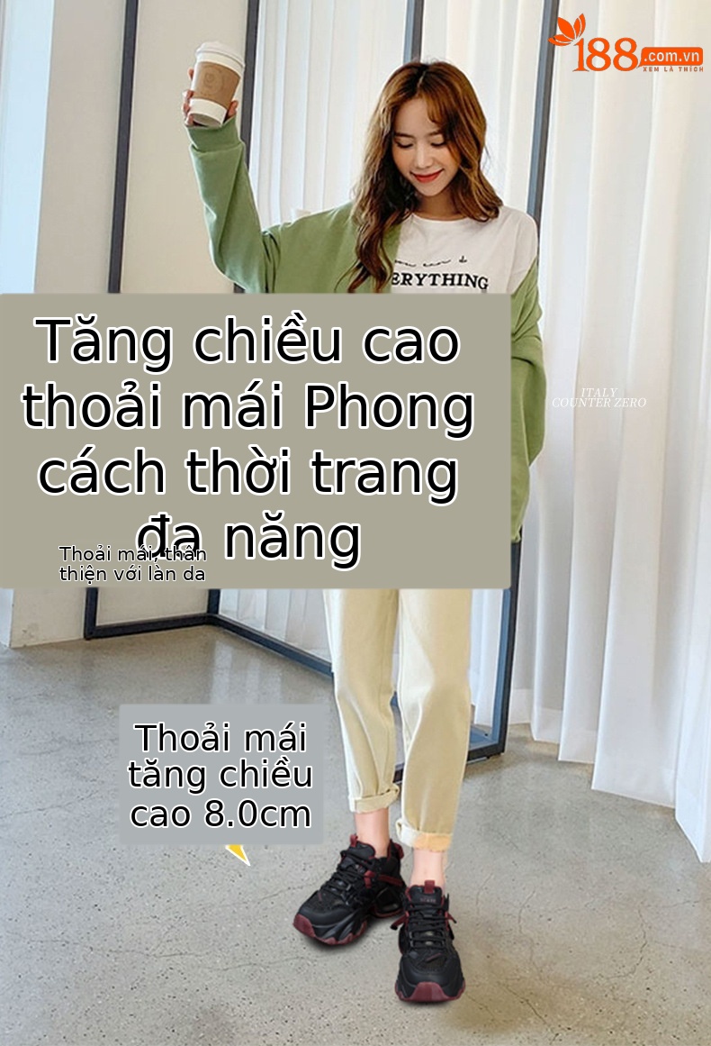 Giày sneaker nữ đế dày platform tăng chiều cao phong cách thể thao thời trang xuân hè 2026 — M2707 màu chì, M2707 màu be, M2707 màu đen chi tiết 1