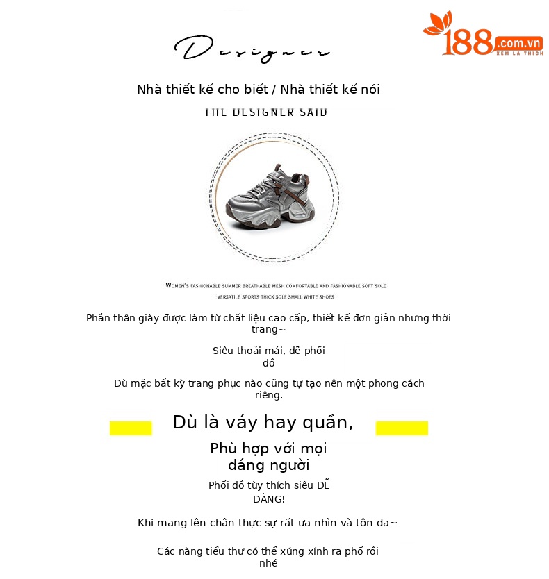 Giày sneaker nữ đế dày platform tăng chiều cao phong cách thể thao thời trang xuân hè 2026 — M2707 màu chì, M2707 màu be, M2707 màu đen chi tiết 4