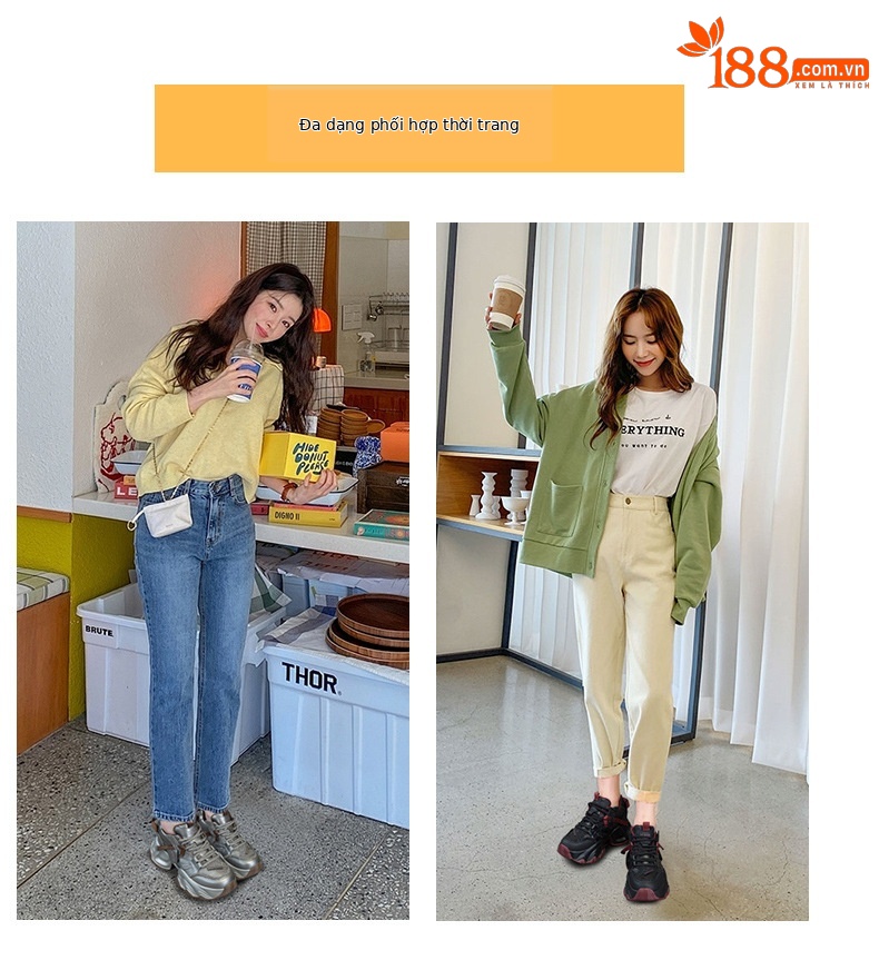 Giày sneaker nữ đế dày platform tăng chiều cao phong cách thể thao thời trang xuân hè 2026 — M2707 màu chì, M2707 màu be, M2707 màu đen chi tiết 6