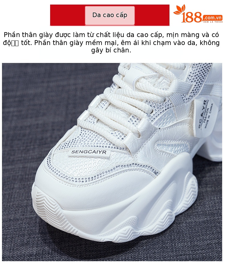 Giày sneaker nữ đế dày platform tăng chiều cao phong cách thể thao thời trang xuân hè 2026 — M2707 màu chì, M2707 màu be, M2707 màu đen chi tiết 7