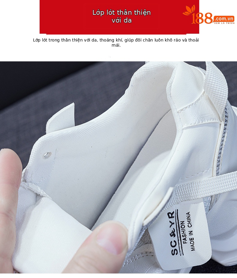 Giày sneaker nữ đế dày platform tăng chiều cao phong cách thể thao thời trang xuân hè 2026 — M2707 màu chì, M2707 màu be, M2707 màu đen chi tiết 8