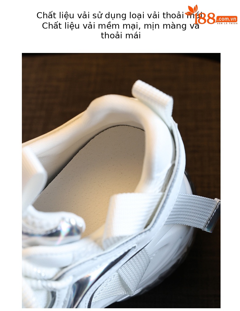 Giày sneaker nữ đế dày độn cao bên trong, phong cách bánh xốp mới mùa xuân — Màu đen chi tiết 8