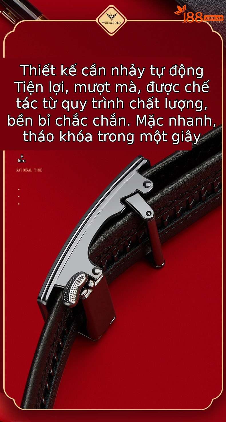 Thắt lưng da nam khóa tự động cao cấp phong cách công sở — 120cm, 130cm, 110cm, 125cm chi tiết 5