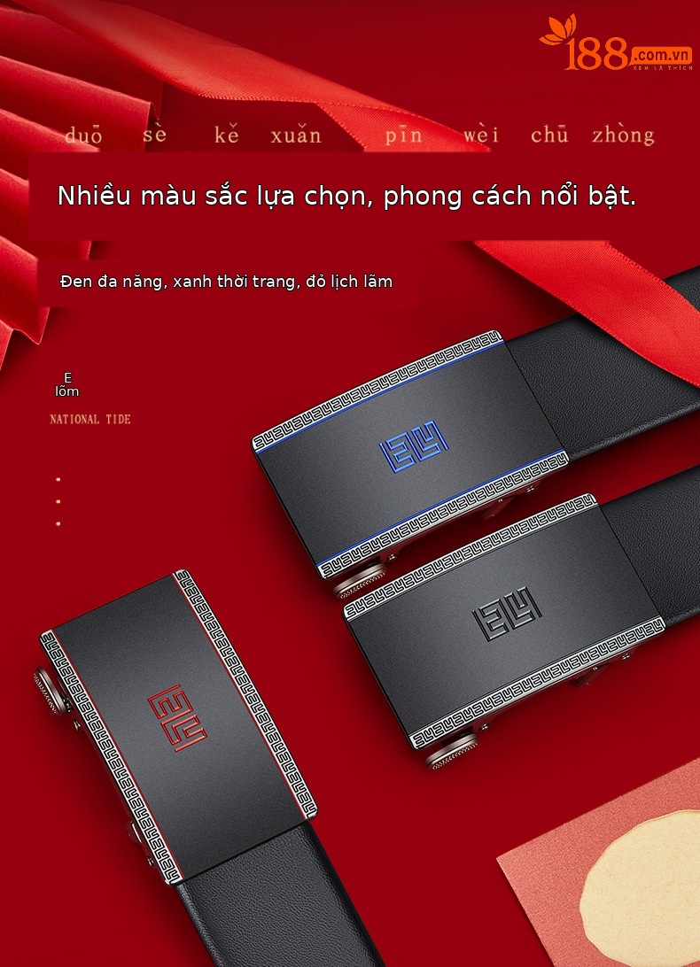 Thắt lưng da nam khóa tự động cao cấp phong cách công sở — 120cm, 130cm, 110cm, 125cm chi tiết 6