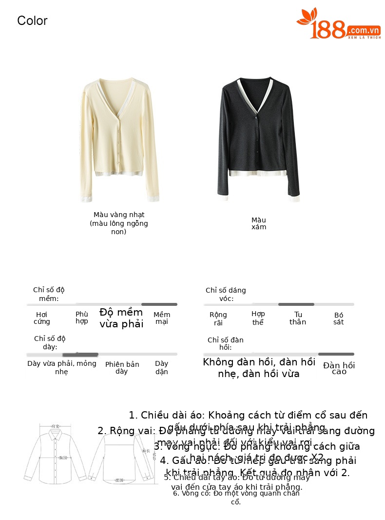Áo cardigan cotton dệt kim cổ chữ V giả hai mảnh ngắn sành điệu — Màu vàng ngỗng chi tiết 6