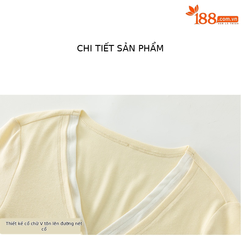 Áo cardigan cotton dệt kim cổ chữ V giả hai mảnh ngắn sành điệu — Màu vàng ngỗng chi tiết 15