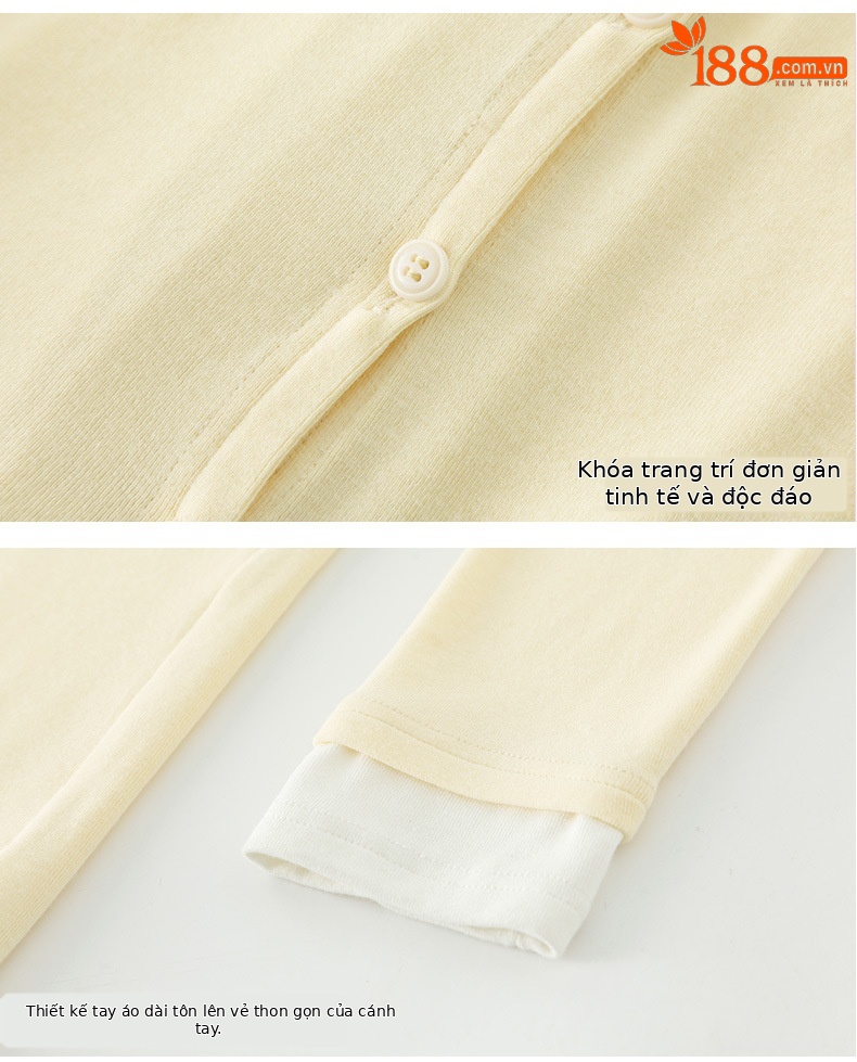 Áo cardigan cotton dệt kim cổ chữ V giả hai mảnh ngắn sành điệu — Màu vàng ngỗng chi tiết 16