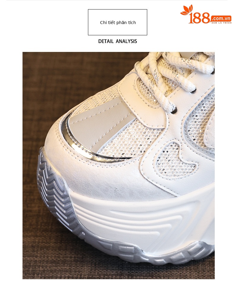 Giày sneaker nữ đế dày độn cao bên trong dáng nhỏ — Màu be chi tiết 7