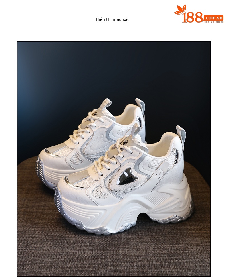 Giày sneaker nữ đế dày độn cao bên trong dáng nhỏ — Màu be chi tiết 18