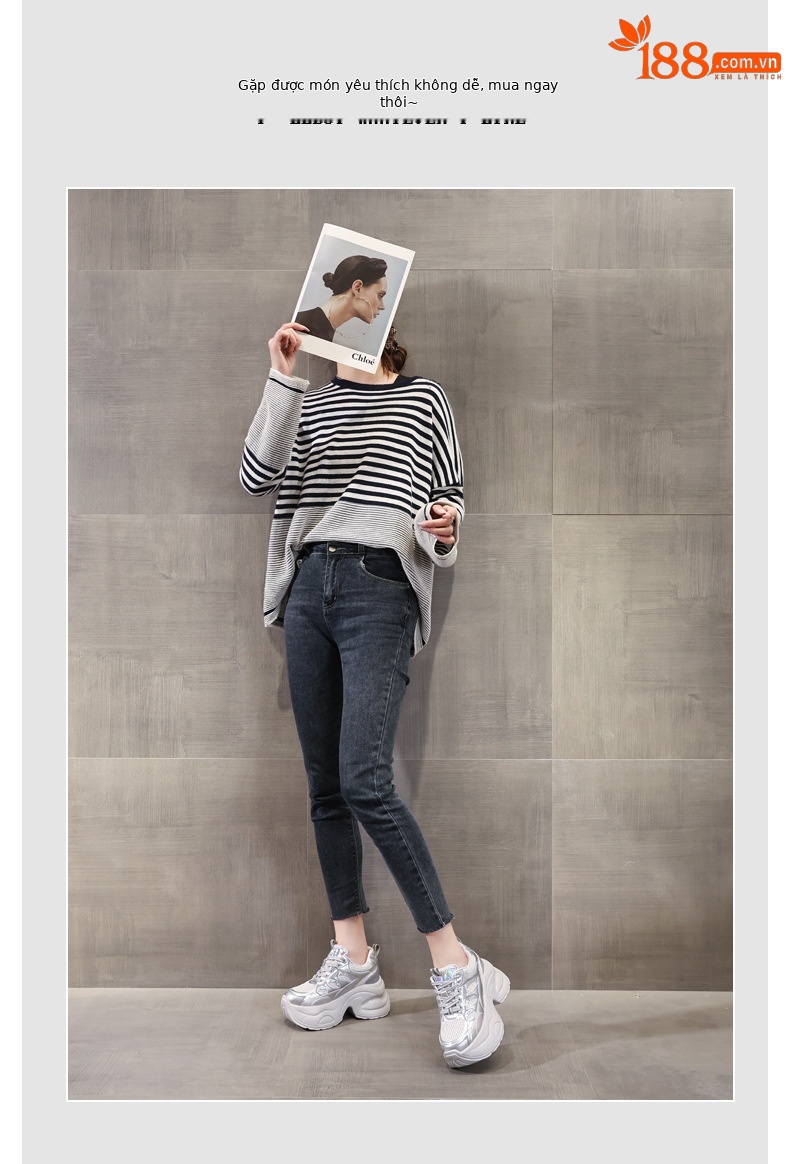 Giày sneaker nữ chunky đế dày độn cao bên trong, phong cách thể thao thường ngày — Màu trắng chi tiết 6