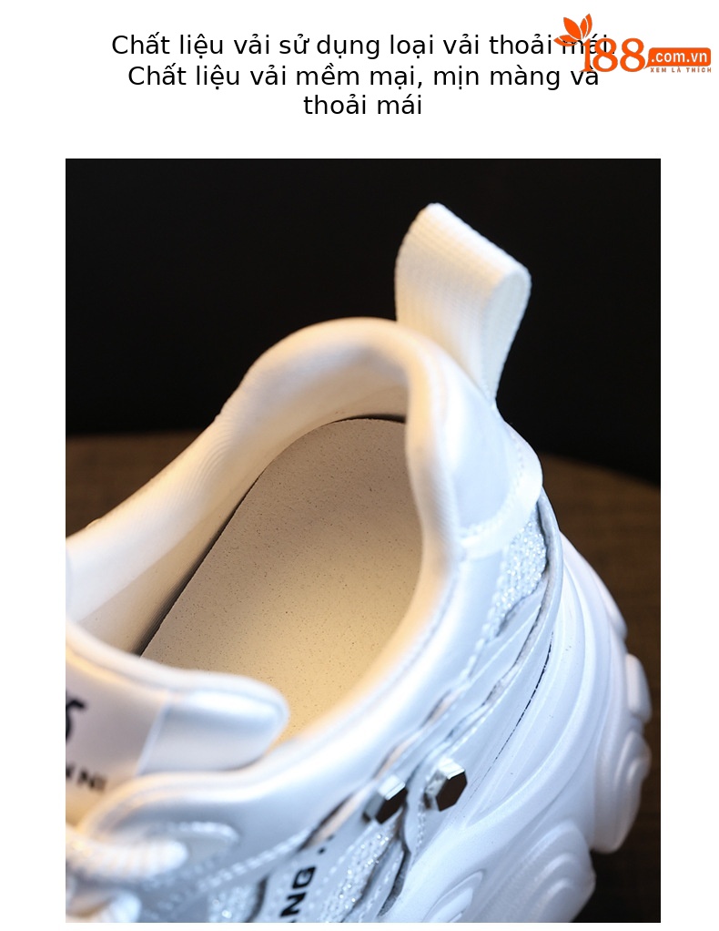 Giày sneaker nữ chunky đế dày tăng chiều cao, phong cách thể thao — Màu trắng chi tiết 8