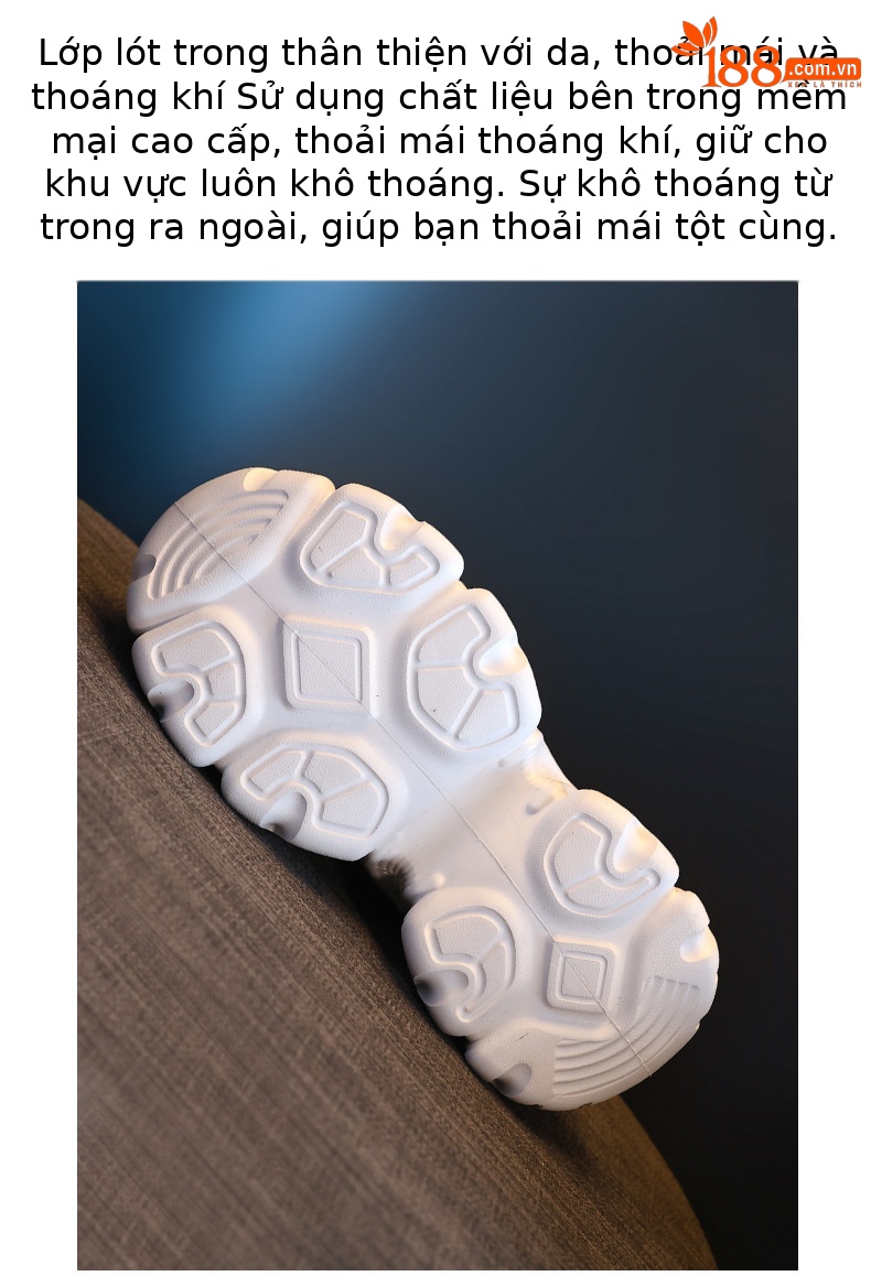 Giày sneaker nữ chunky đế dày tăng chiều cao, phong cách thể thao — Màu trắng chi tiết 9