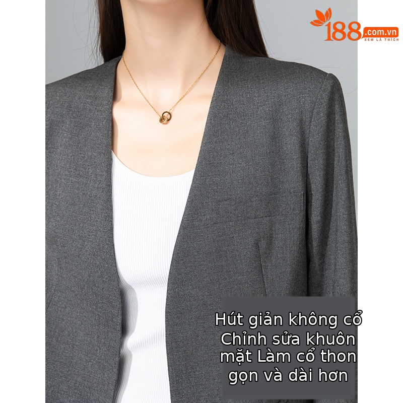 Áo blazer nữ cổ V len TR cao cấp dáng suông công sở — Quần màu xám 73144113