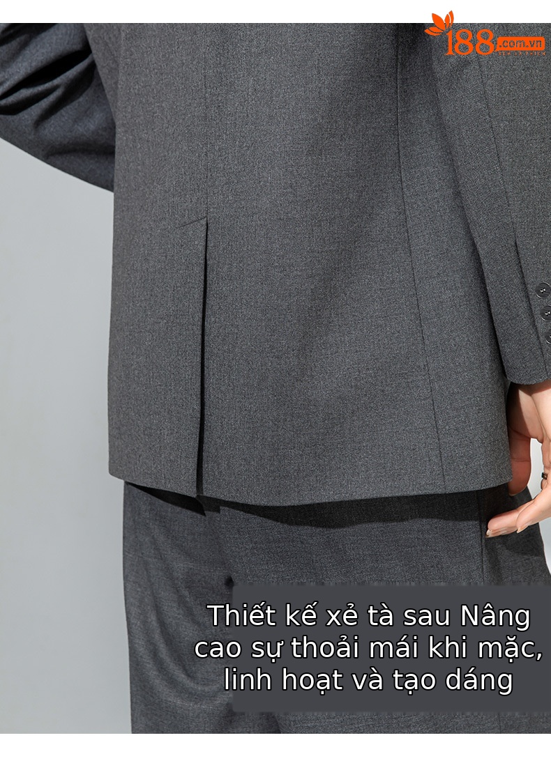 Áo blazer nữ cổ V len TR cao cấp dáng suông công sở — Quần màu xám 73144113 chi tiết 10