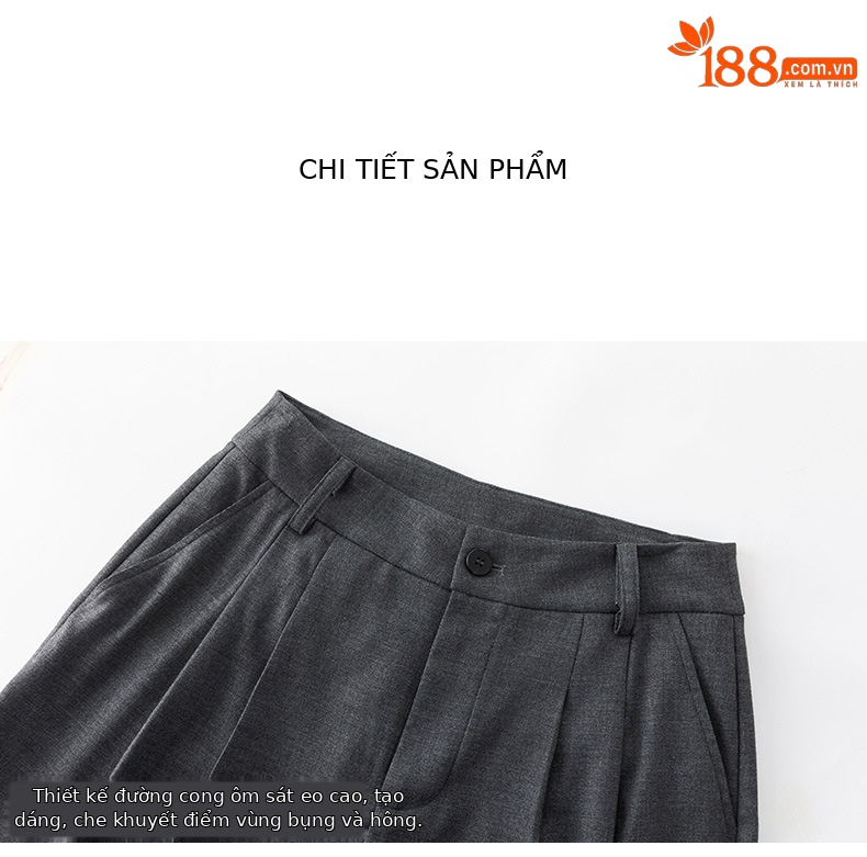 Áo blazer nữ cổ V len TR cao cấp dáng suông công sở — Quần màu xám 73144113 chi tiết 15