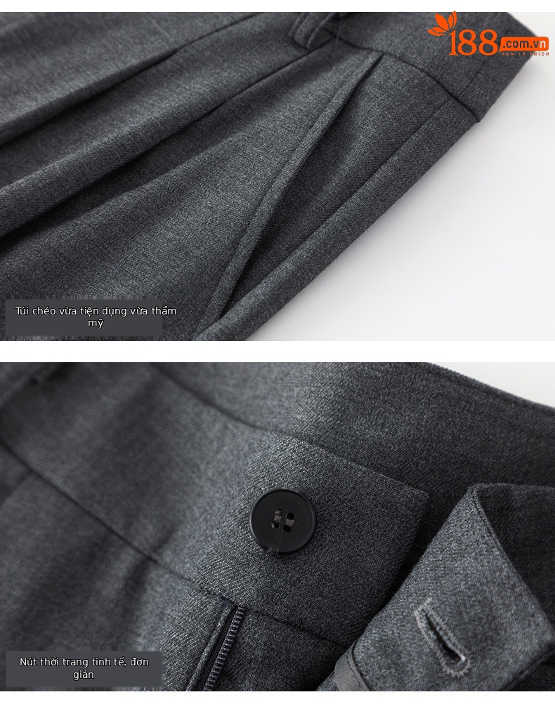 Áo blazer nữ cổ V len TR cao cấp dáng suông công sở — Quần màu xám 73144113 chi tiết 16