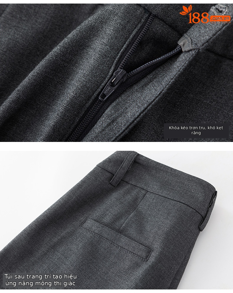 Áo blazer nữ cổ V len TR cao cấp dáng suông công sở — Quần màu xám 73144113 chi tiết 17