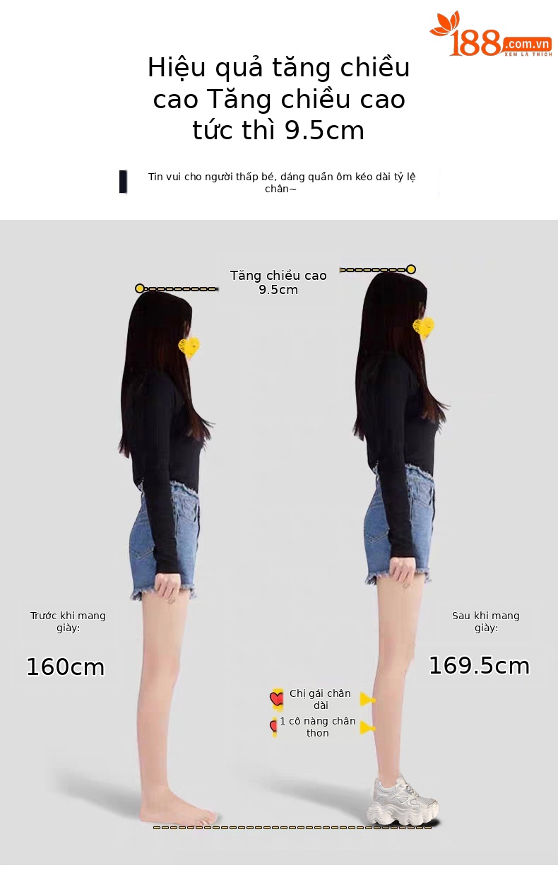 Giày thể thao nữ đế dày tăng chiều cao lưới thoáng khí phong cách dad sneaker — Màu be chi tiết 4