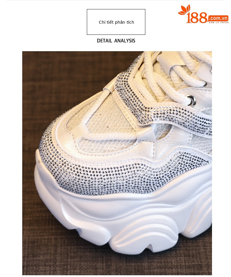 Giày sneaker nữ chunky đế dày độn cao bên trong HS569-3 kiểu mới mùa xuân — Màu trắng chi tiết 7