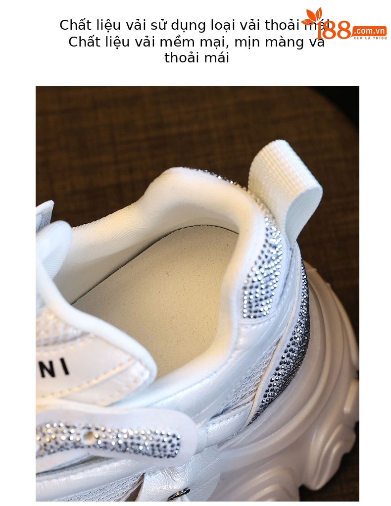 Giày sneaker nữ chunky đế dày độn cao bên trong HS569-3 kiểu mới mùa xuân — Màu trắng chi tiết 8