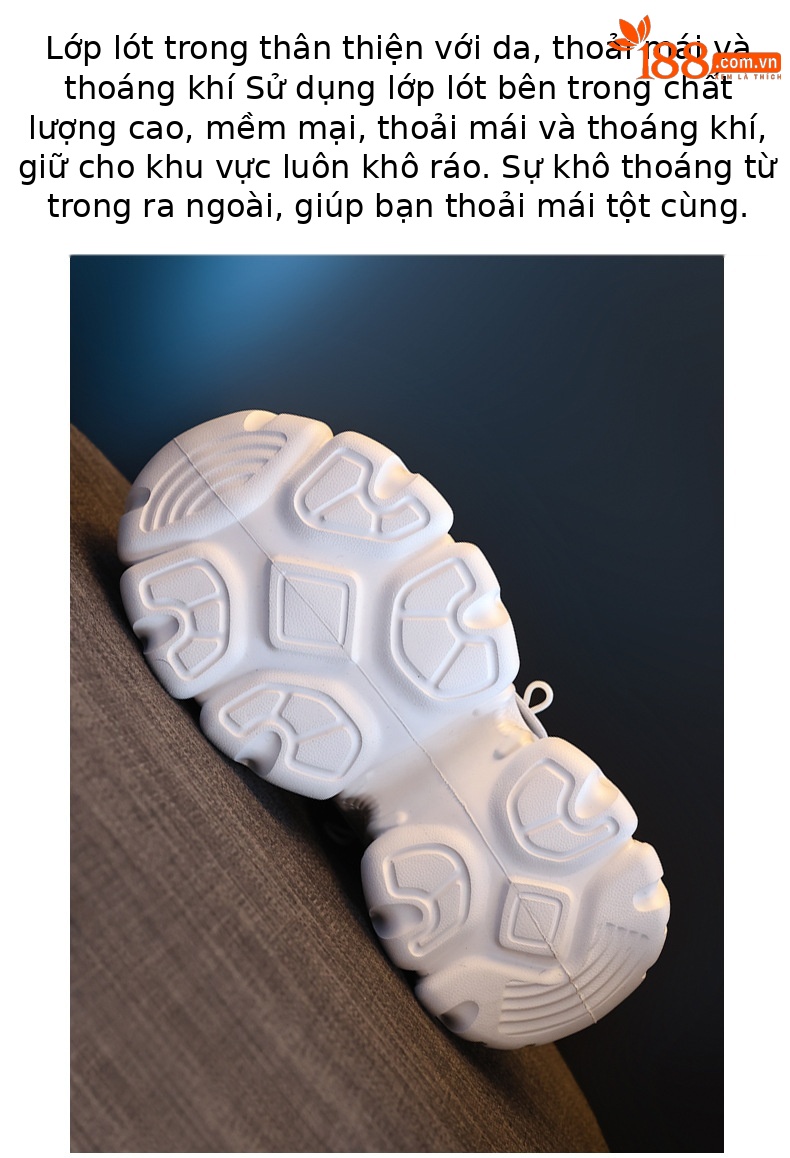 Giày sneaker nữ chunky đế dày độn cao bên trong HS569-3 kiểu mới mùa xuân — Màu trắng chi tiết 9