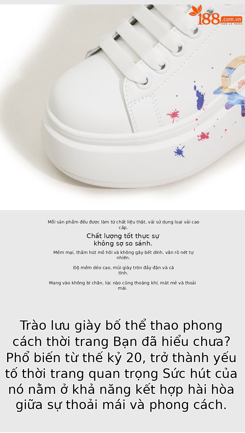 Giày sneaker nữ chạy bộ mesh thoáng đế wedge 8 cm — Trắng, đen, Trắng chi tiết 8