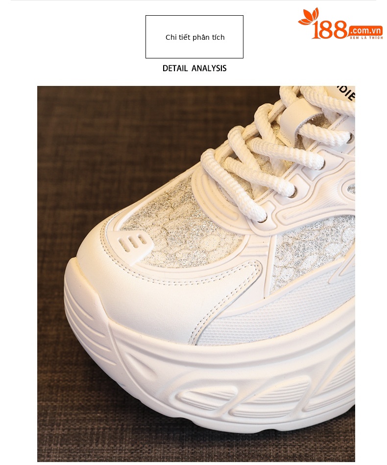 Giày thể thao đế dày dáng nhỏ khoe chân HT1697-12 sneaker nữ chunky đế dày — Màu be chi tiết 7