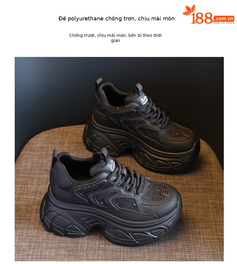 Giày thể thao đế dày dáng nhỏ khoe chân HT1697-12 sneaker nữ chunky đế dày — Màu be chi tiết 10