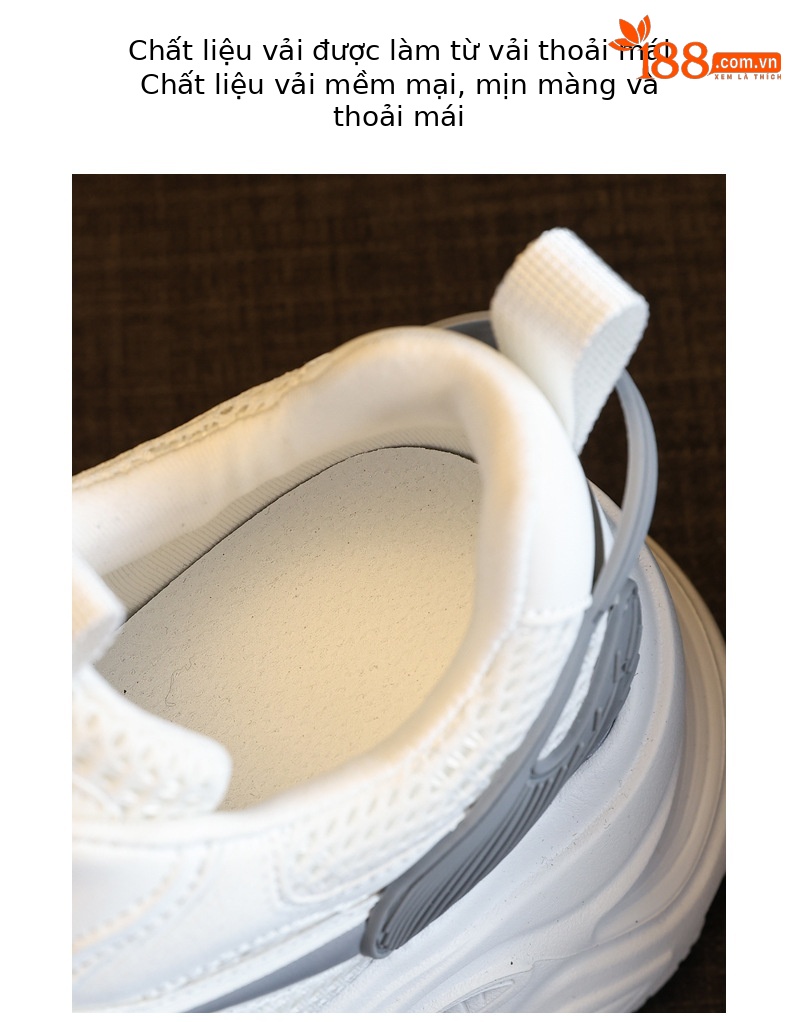 Giày sneaker nữ đế dày chunky mesh thoáng khí, tăng chiều cao bên trong — Màu trắng chi tiết 8