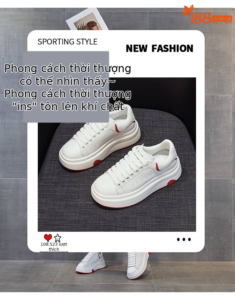 Giày sneaker nữ đế dày thời trang mùa xuân 2026 thiết kế cá tính tăng chiều cao — M2708 màu xám, M2708 màu đỏ, M2708 màu đen chi tiết 2