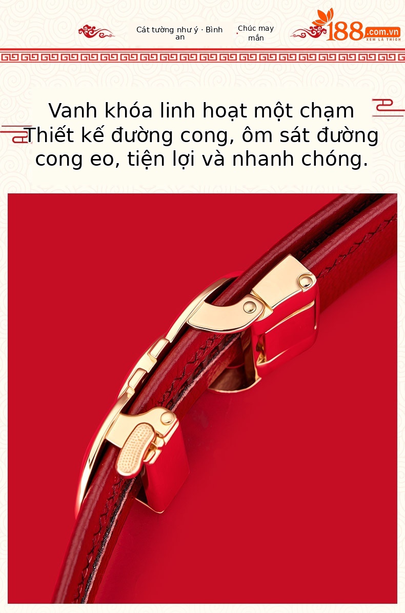 Thắt lưng da bò thật nam cao cấp Emperor Paul – Màu đỏ may mắn, khóa vàng sang trọng, tặng quà năm mới — 120cm, 130cm, 110cm, 125cm chi tiết 4