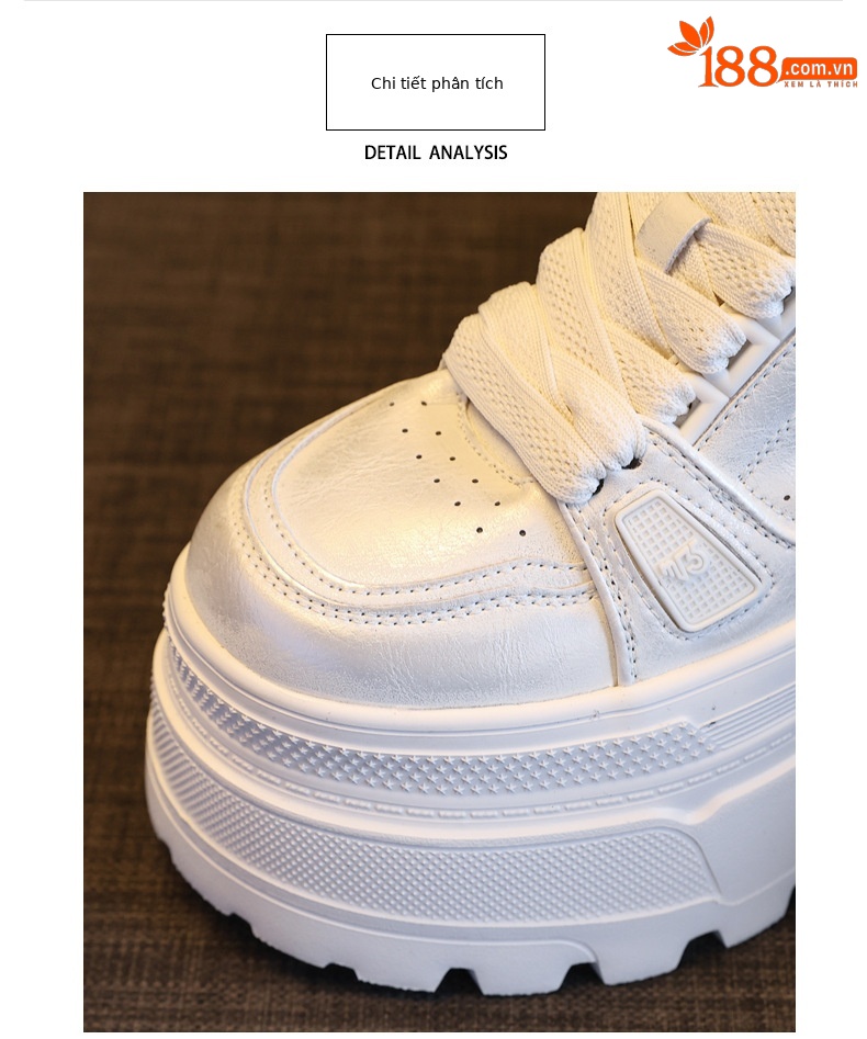 Giày sneaker nữ đế dày độn cao bên trong, phong cách thời trang dáng nhỏ — Màu vàng sâm panh chi tiết 7