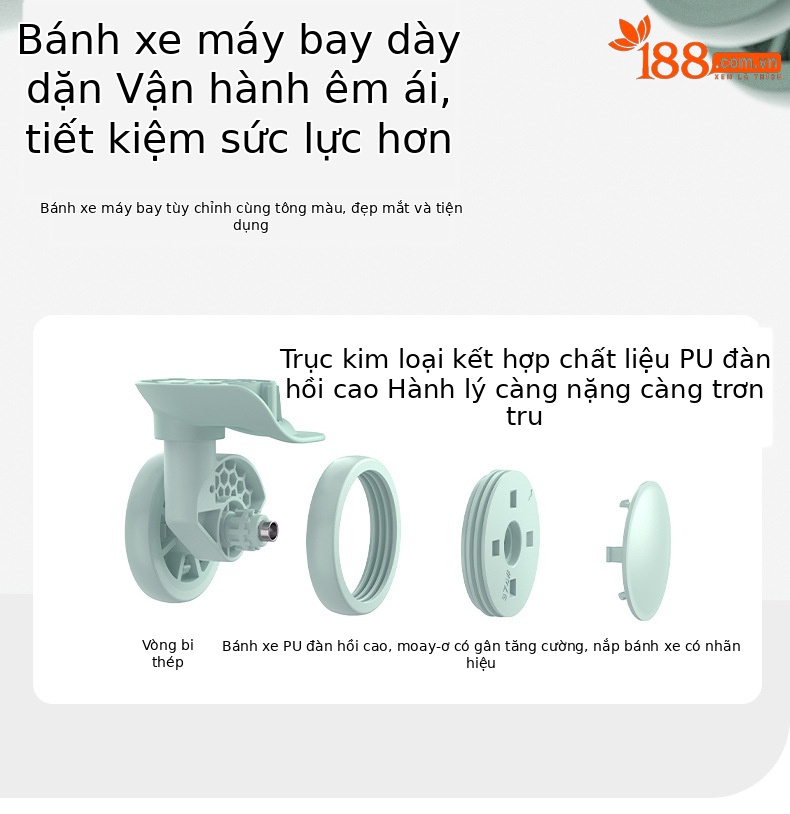 Vali nhựa PC 20 inch cho trẻ em và người lớn, hành lý xách tay tiện lợi — Hành lý lên máy bay 20 inch PLUS phiên bản màu be chi tiết 10
