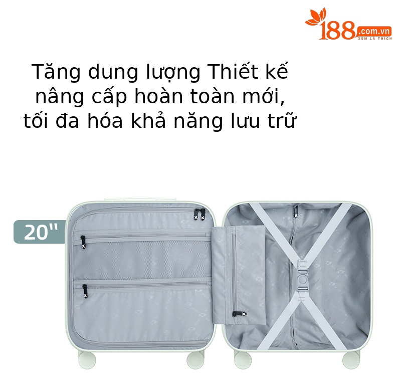 Vali nhựa PC 20 inch cho trẻ em và người lớn, hành lý xách tay tiện lợi — Hành lý lên máy bay 20 inch PLUS phiên bản màu be chi tiết 17