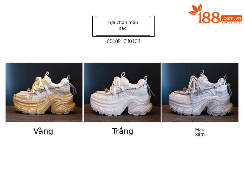 Giày sneaker nữ đế dày độn cao mặt lưới thoáng khí phong cách thể thao — Màu trắng chi tiết 2