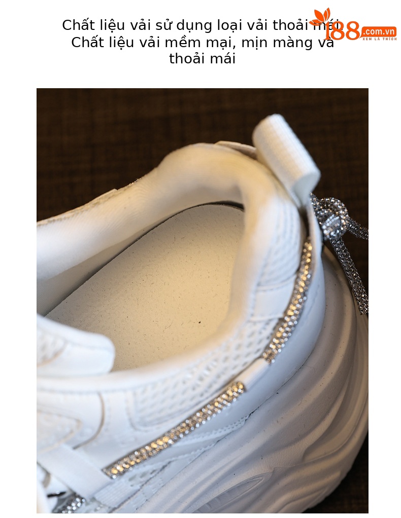Giày sneaker nữ đế dày độn cao mặt lưới thoáng khí phong cách thể thao — Màu trắng chi tiết 8
