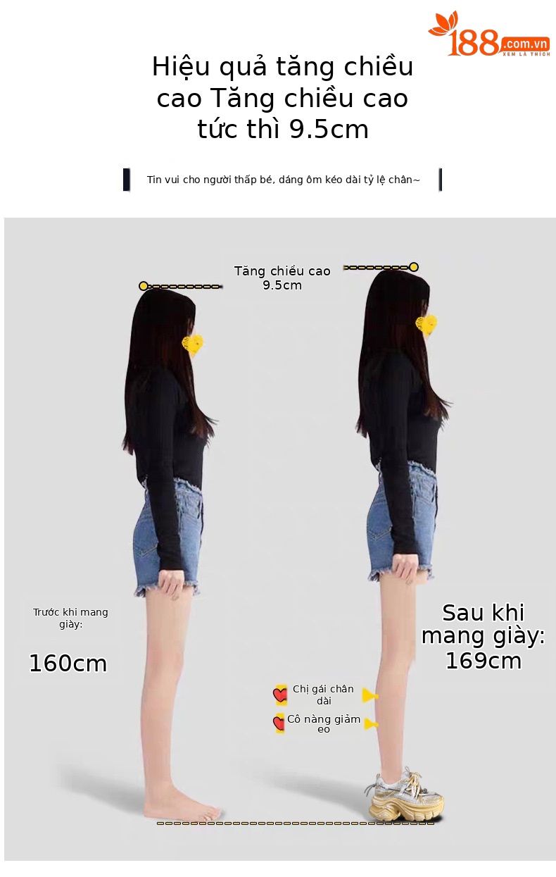 Giày sneaker nữ đế dày độn cao mặt lưới thoáng khí phong cách thể thao — Màu trắng chi tiết 4