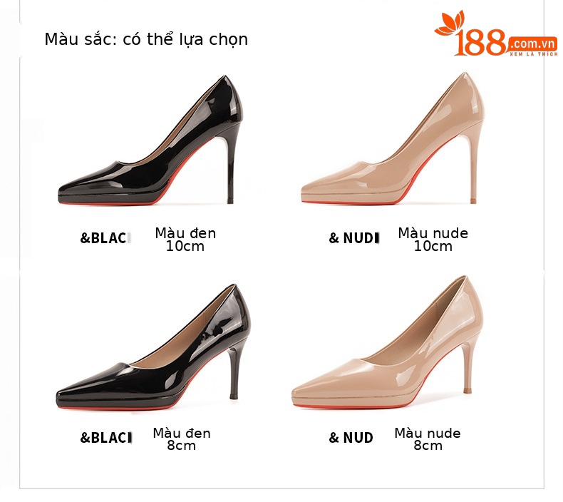 Giày cao gót mũi nhọn gót nhọn 10 cm, đế chống thấm nước, thoải mái cho nữ dự tiệc — Màu nude-10cm chi tiết 1