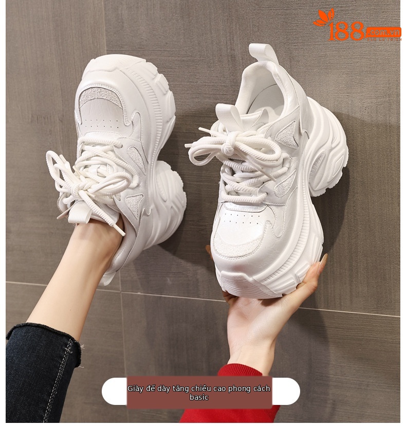 Giày sneaker chunky nữ đế dày tăng chiều cao HC3572 — Màu đen chi tiết 1