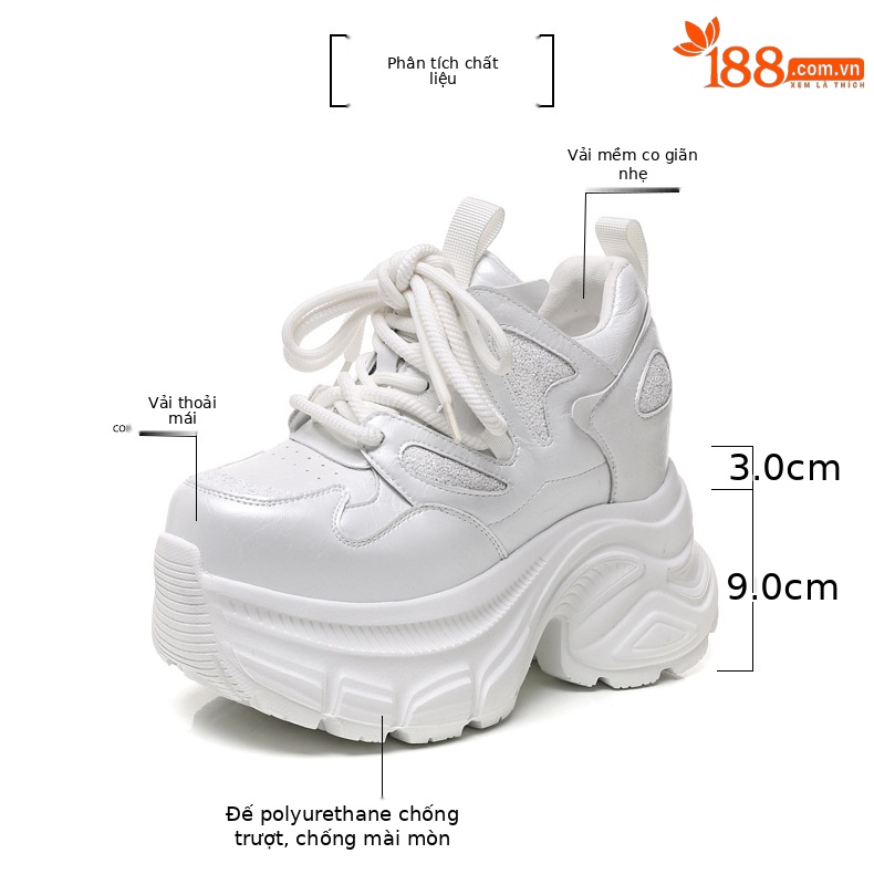 Giày sneaker chunky nữ đế dày tăng chiều cao HC3572 — Màu đen chi tiết 3