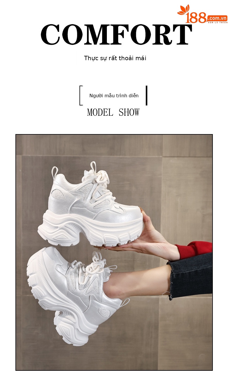 Giày sneaker chunky nữ đế dày tăng chiều cao HC3572 — Màu đen chi tiết 11